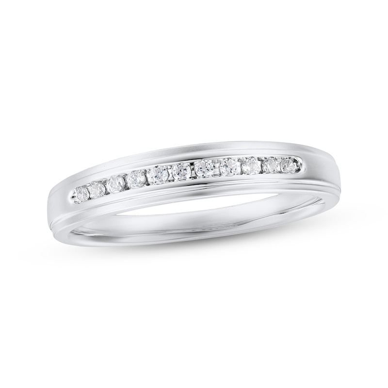 Main Image 1 of Now + Forever Men's Diamond Wedding Ring 1/8 ct tw 10K White Gold