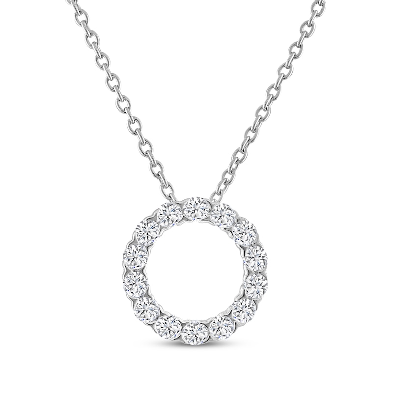 THE LEO Diamond Open Circle Necklace 1/2 ct tw 14K White Gold 19"