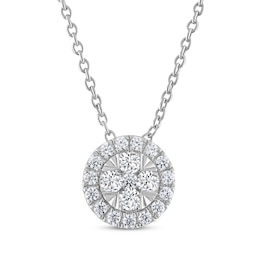 THE LEO Diamond Circle Halo Necklace 1/3 ct tw 14K White Gold 19"