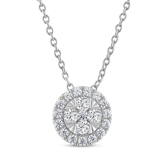 THE LEO Diamond Circle Halo Necklace 1/3 ct tw 14K White Gold 19"