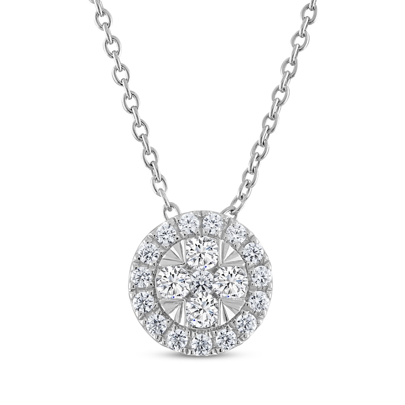 THE LEO Diamond Circle Halo Necklace 1/3 ct tw 14K White Gold 19"