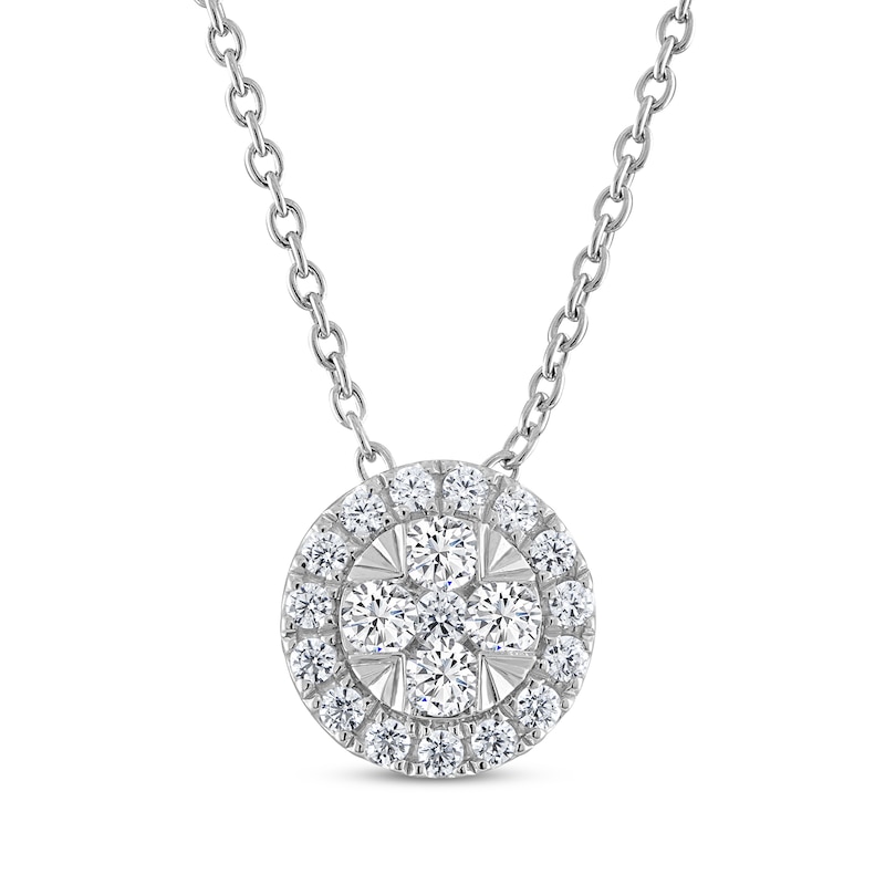 Main Image 1 of THE LEO Diamond Circle Halo Necklace 1/3 ct tw 14K White Gold 19&quot;