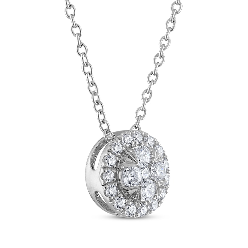 THE LEO Diamond Circle Halo Necklace 1/3 ct tw 14K White Gold 19"