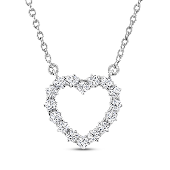 THE LEO Diamond Open Heart Necklace 1/2 ct tw 14K White Gold 19"