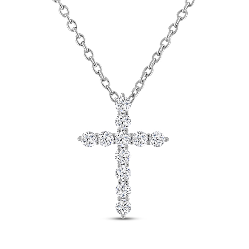 THE LEO Diamond Cross Necklace 1/3 ct tw 14K White Gold 19
