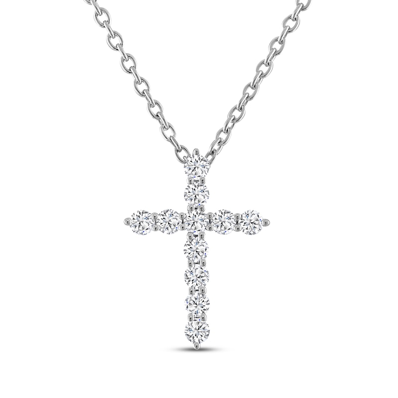 Main Image 1 of THE LEO Diamond Cross Necklace 1/3 ct tw 14K White Gold 19&quot;