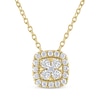 Thumbnail Image 1 of THE LEO Diamond Cushion-Shaped Halo Necklace 1/3 ct tw 14K Yellow Gold 19"