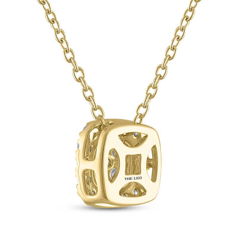Main Image 3 of THE LEO Diamond Cushion-Shaped Halo Necklace 1/3 ct tw 14K Yellow Gold 19"