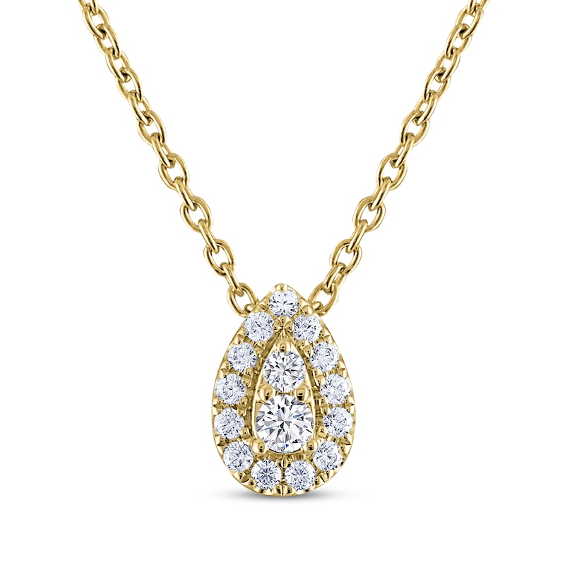 THE LEO Diamond Teardrop Halo Necklace 1/5 ct tw 14K Yellow Gold 19