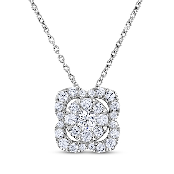 THE LEO Diamond Flower Necklace 3/4 ct tw 14K White Gold 19"