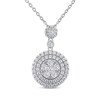 Thumbnail Image 1 of THE LEO Diamond Multi-Stone Double Halo Circle Necklace 1 ct tw 14K White Gold 19&quot;