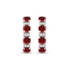 Thumbnail Image 2 of Garnet & White Lab-Created Sapphire Hoop Earrings Sterling Silver