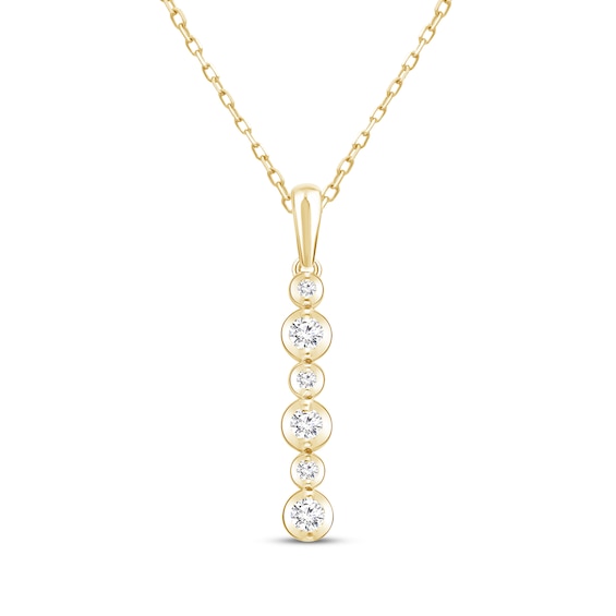 Diamond Alternating Size Drop Necklace 1/4 ct tw 10K Yellow Gold 18"