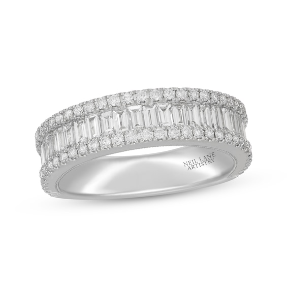 Neil Lane Artistry Baguette & Round-Cut Lab-Grown Diamond Anniversary Ring 1-1/2 ct tw 14K White Gold