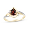Thumbnail Image 0 of Pear-Shaped Garnet & Diamond Ring 1/20 ct tw 10K Yellow Gold