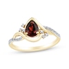 Thumbnail Image 1 of Pear-Shaped Garnet & Diamond Ring 1/20 ct tw 10K Yellow Gold