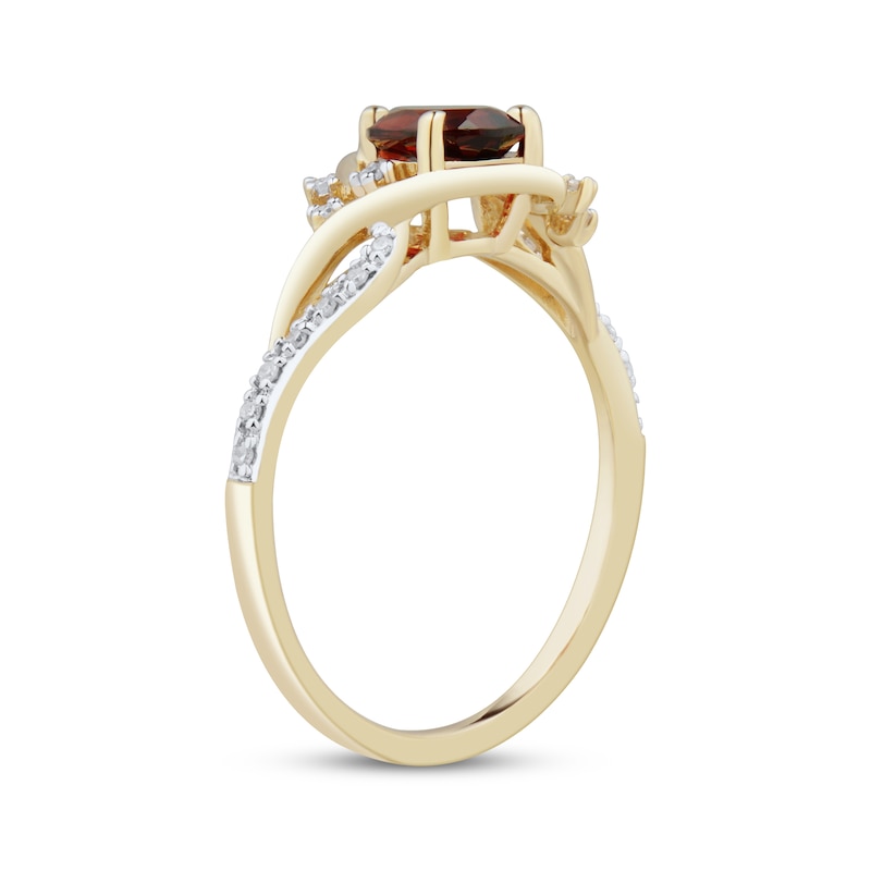 Main Image 2 of Pear-Shaped Garnet & Diamond Ring 1/20 ct tw 10K Yellow Gold