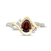 Thumbnail Image 2 of Pear-Shaped Garnet & Diamond Ring 1/20 ct tw 10K Yellow Gold