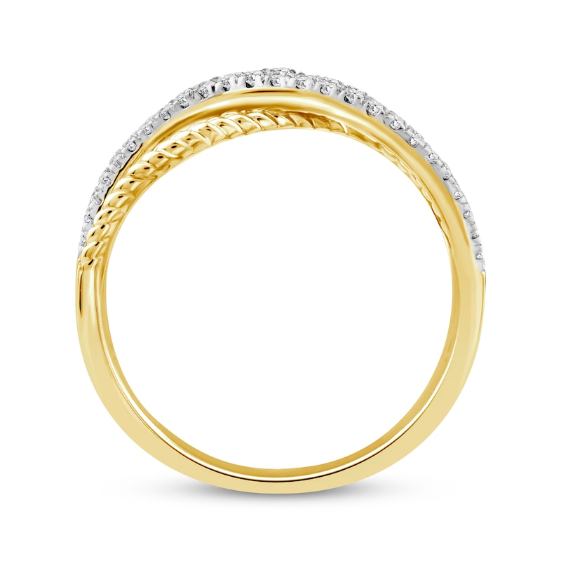 Main Image 3 of Threads of Love Diamond Crossover Ring 1/4 ct tw 10K Yellow Gold
