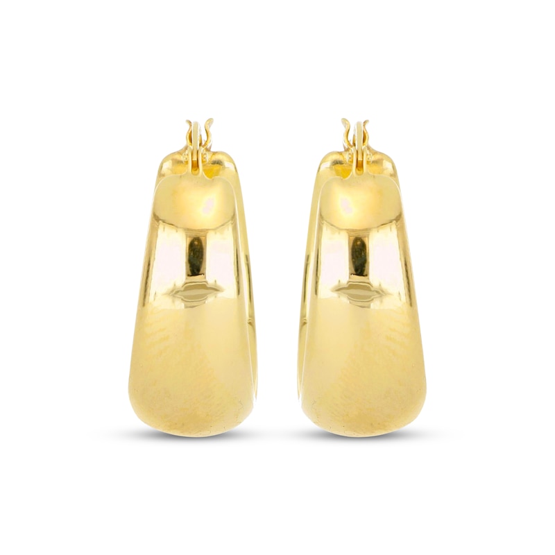Main Image 2 of Hollow Oval Puffed Hoop Earrings 14K Yellow Gold