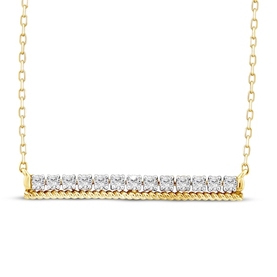 Threads of Love Diamond Bar Necklace 1/4 ct tw 10K Yellow Gold 19"