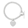 Thumbnail Image 1 of Solid Curb Chain Bracelet with Heart Charm Sterling Silver 7.5&quot;