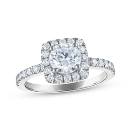 Now + Forever Certified Round-Cut Diamond Halo Engagement Ring 1-5/8 ct tw Platinum