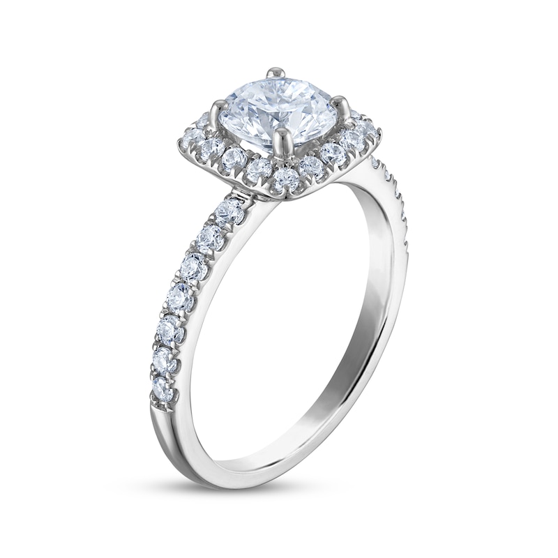Certified Round-Cut Diamond Halo Engagement Ring 1-5/8 ct tw Platinum