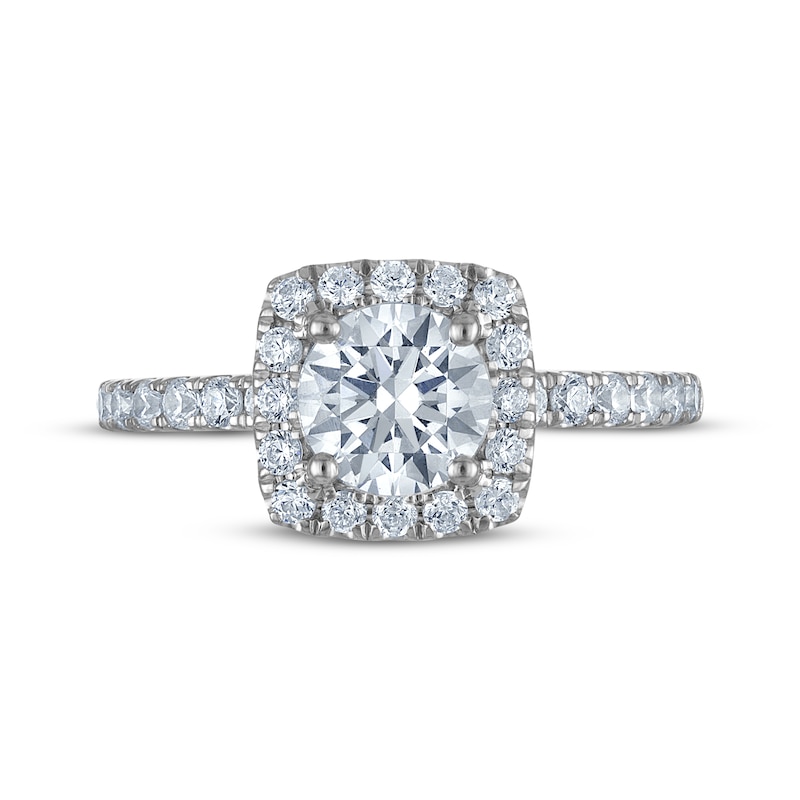 Certified Round-Cut Diamond Halo Engagement Ring 1-5/8 ct tw Platinum