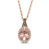 Thumbnail Image 1 of Le Vian Oval-Cut Morganite Necklace 1/3 ct tw Diamonds 14K Strawberry Gold 19&quot;