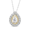 Thumbnail Image 0 of Threads of Love Pear-Shaped Lab-Created Diamond Halo Necklace 1-1/2 ct tw 14K Two-Tone Gold 18"