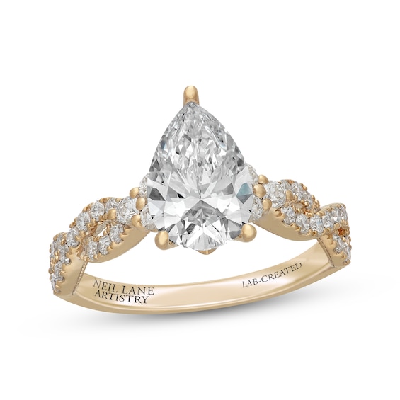 Neil Lane Artistry Pear-Shaped Lab-Grown Diamond Engagement Ring 2-5/8 ct tw 14K Yellow Gold
