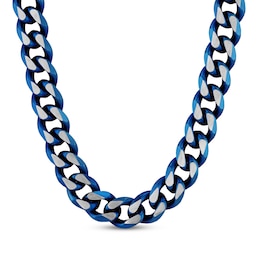 Chain Necklace Solid Stainless Steel & Blue Ion Plating 24"