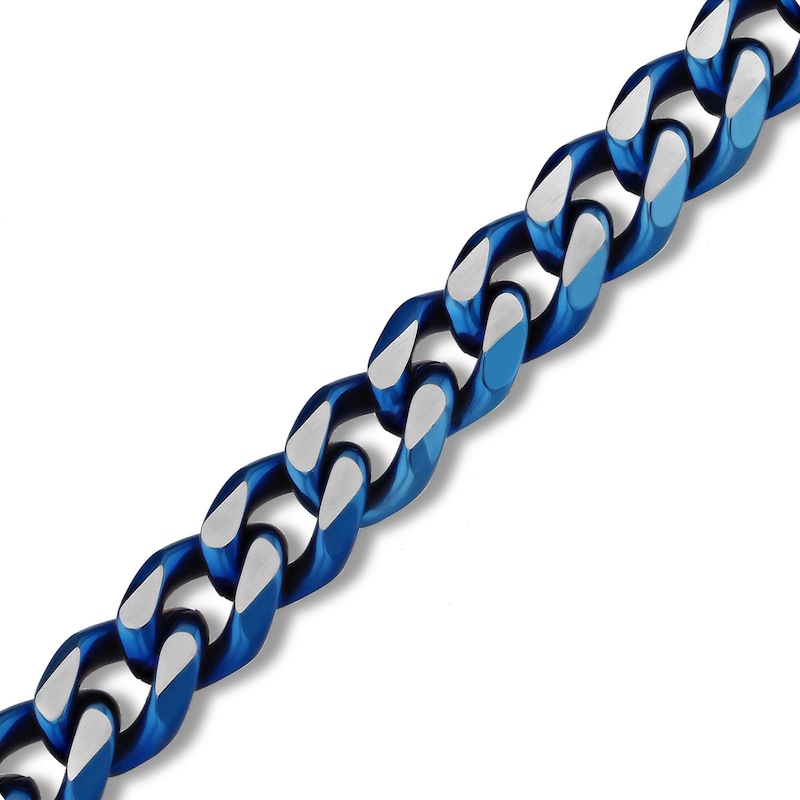 Main Image 2 of Chain Necklace Solid Stainless Steel & Blue Ion Plating 24&quot;