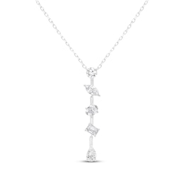 All You Are Multi-Shape Lab-Grown Diamond Five-Stone Drop Necklace 1 ct tw 14K White Gold 18"