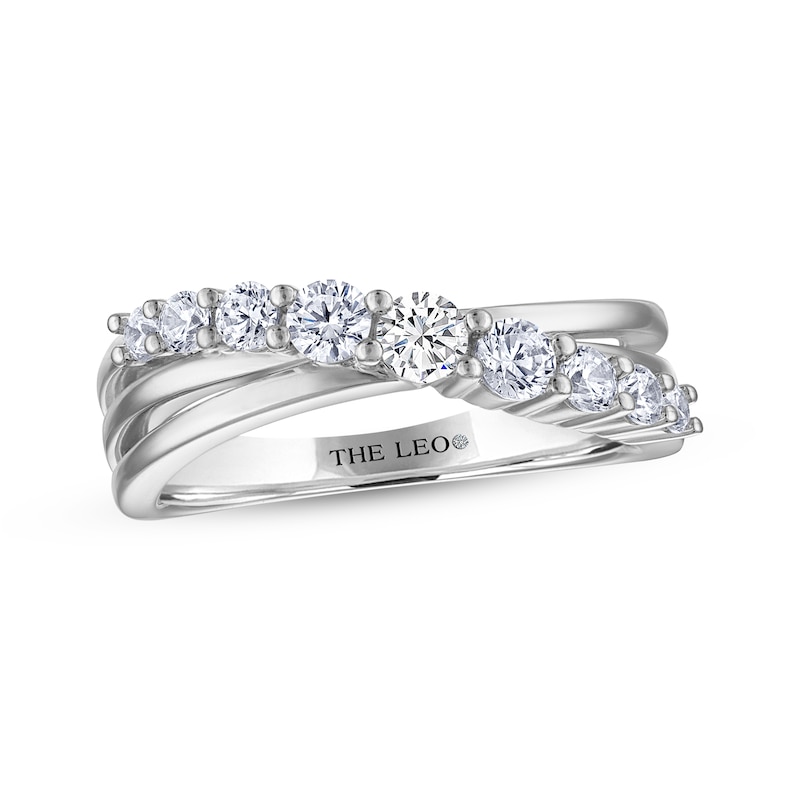 Main Image 1 of THE LEO Diamond Graduated Crossover Ring 5/8 ct tw 14K White Gold