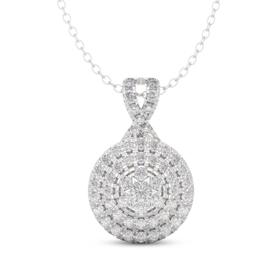 THE LEO Diamond Multi-Stone Circle Necklace 3/4 ct tw 14K White Gold 19"