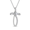 Thumbnail Image 2 of THE LEO Diamond Princess & Round-Cut Looped Cross Necklace 3/8 ct tw 14K White Gold 19&quot;
