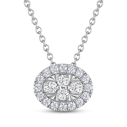 THE LEO Diamond Multi-Stone Oval Necklace 1/3 ct tw 14K White Gold 19"