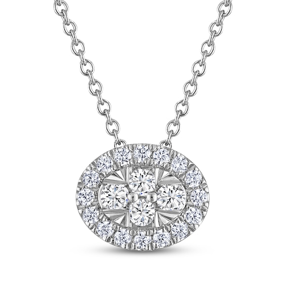THE LEO Diamond Multi-Stone Oval Necklace 1/3 ct tw 14K White Gold 19"