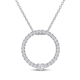 THE LEO Diamond Open Circle Necklace 3/8 ct tw 14K White Gold 19"