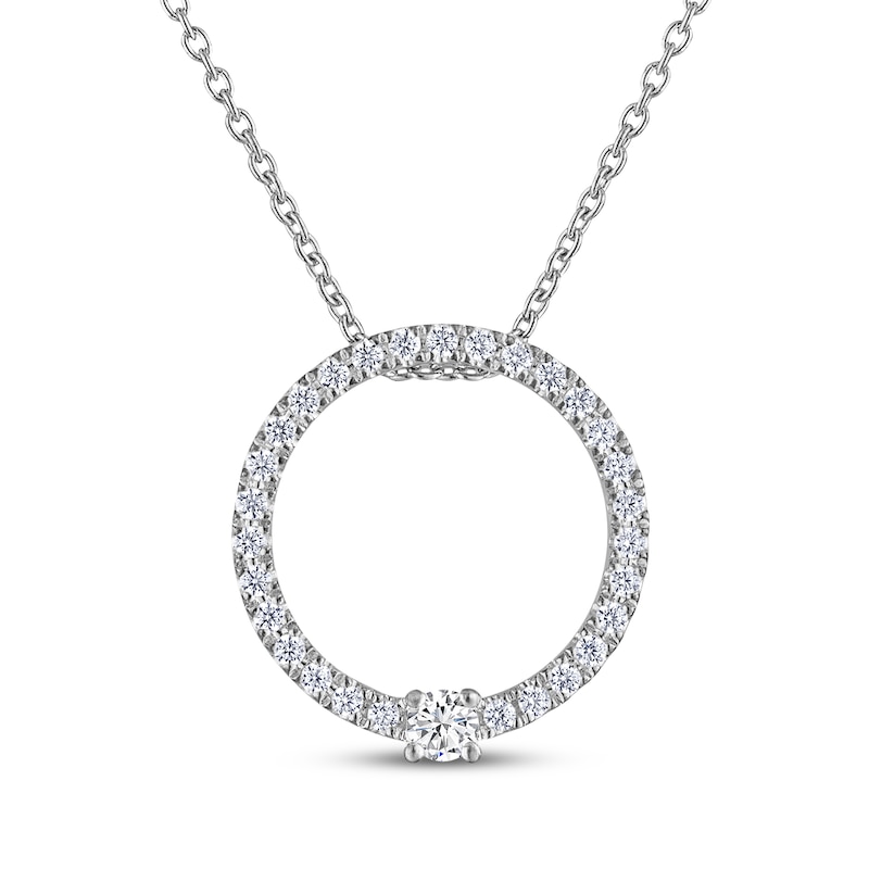 Main Image 1 of THE LEO Diamond Open Circle Necklace 3/8 ct tw 14K White Gold 19&quot;