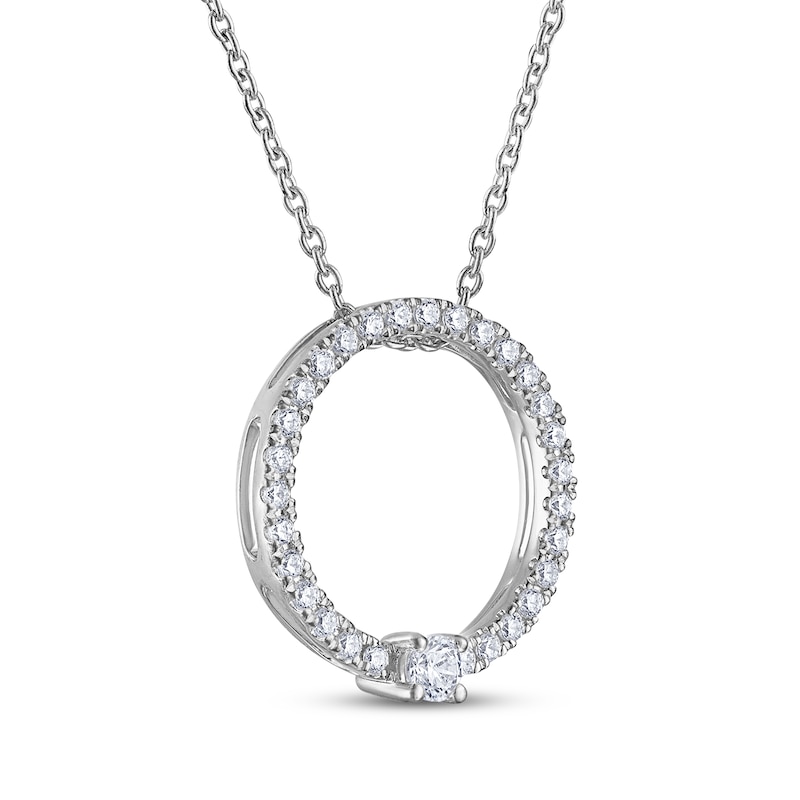 Main Image 2 of THE LEO Diamond Open Circle Necklace 3/8 ct tw 14K White Gold 19&quot;