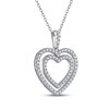 Thumbnail Image 2 of THE LEO Diamond Double Heart Outline Necklace 3/4 ct tw 14K White Gold 19&quot;