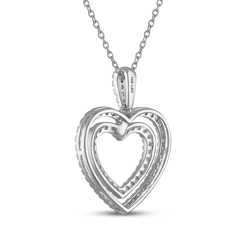 Main Image 3 of THE LEO Diamond Double Heart Outline Necklace 3/4 ct tw 14K White Gold 19&quot;