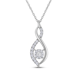 THE LEO Diamond Halo Twist Necklace 3/8 ct tw 14K White Gold 19"