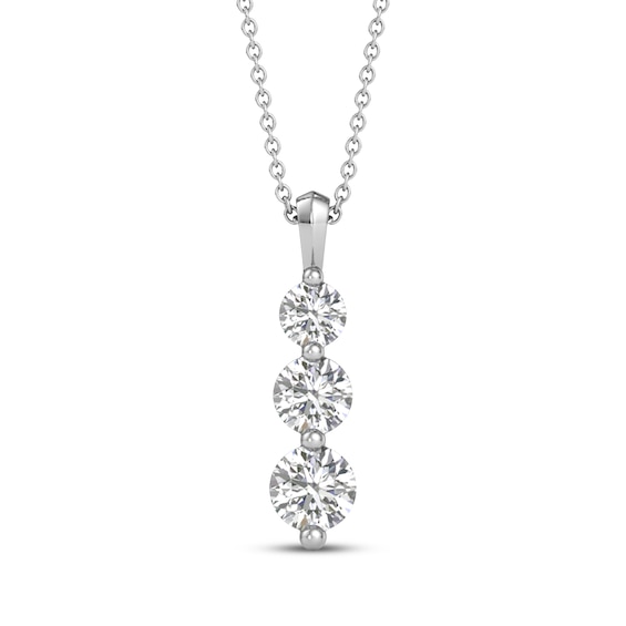 Memories Moments Magic Lab-Grown Diamond Three-Stone Necklace 1-1/2 ct tw 14K White Gold 18"