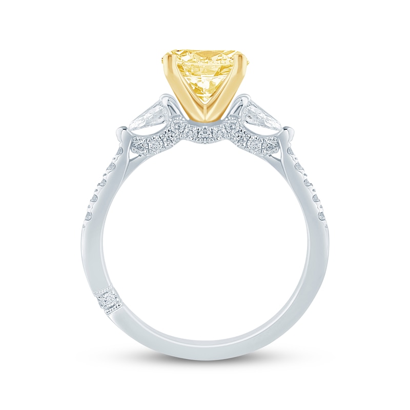 Main Image 3 of Monique Lhuillier Bliss Round-Cut Yellow & White Lab-Grown Diamond Engagement Ring 2 ct tw 18K White Gold