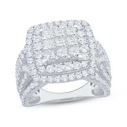 Now + Forever Princess-Cut Multi-Diamond Double Halo Engagement Ring 3 ct tw 10K White Gold
