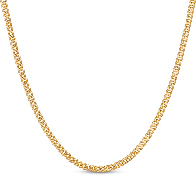 Main Image 1 of Cuban Curb Chain Necklace 3.75mm Hollow 14K Yellow Gold 22&quot;